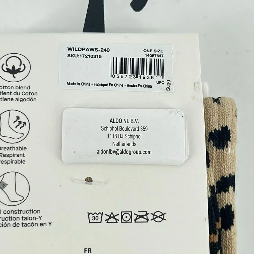 ALDO “Not Your Basic Wild” Leopard & Tiger Crew Socks 2-Pair NWT, Animal Print